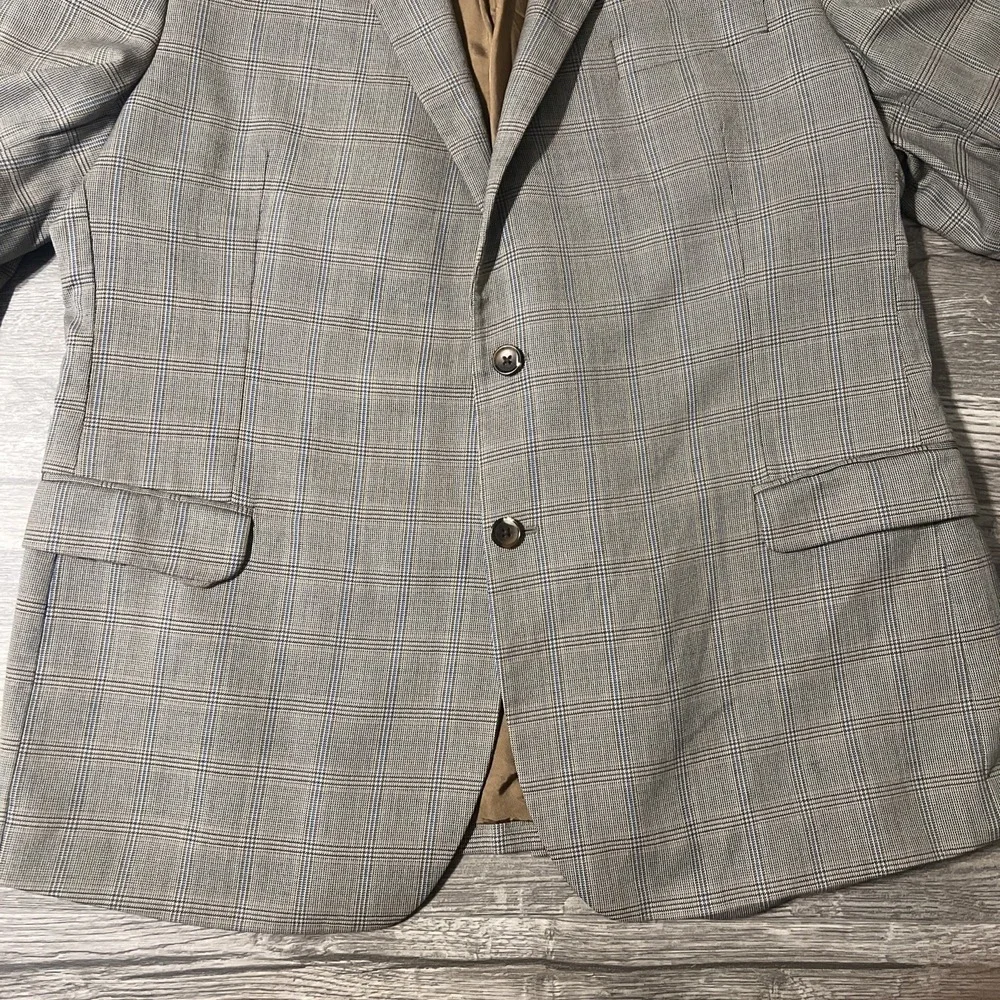 Brooks Brothers Fitzgerald Fit Tan Plaid 100% Wool Blazer Size 48R‎